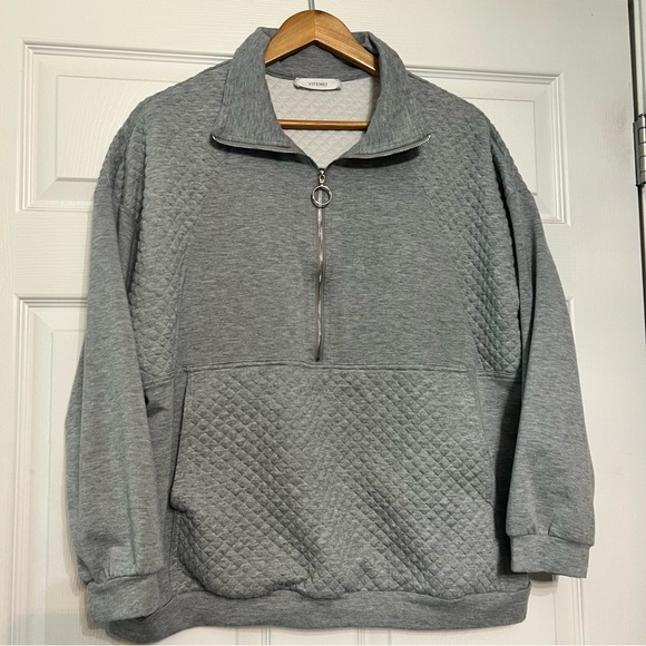 Women's Gray Half-Zip Sweater - Picture 1 of 5